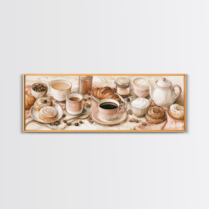 Coffee and Pastry Scene for Breakfast Nook Canvas Print, Dining Room Art, Modern Wall Art, Dining Room Decor, Fine Art, Dining, DRA-3x1-54