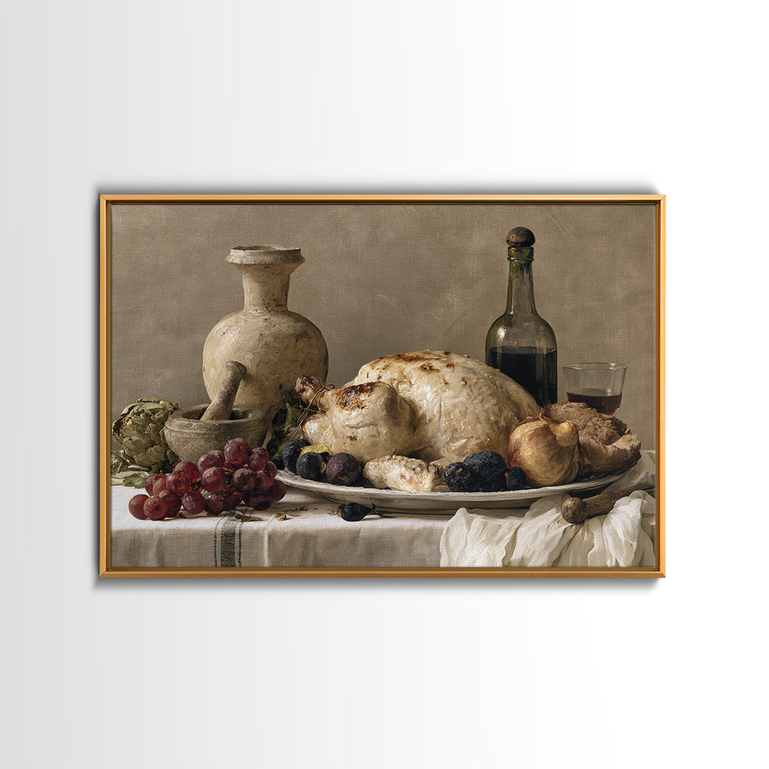 Classic Dutch Feast Arrangement Framed Canvas Print, Dining Room Art, Canvas Wall Art, Dining Room Decor, Fine Art, Dining, DRA-3x2-23