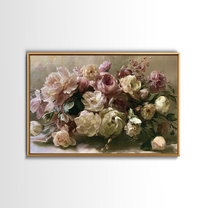 Large Floral Centerpiece Canvas Print, Dining Room Art, Kitchen Wall Art, Dining Room Decor, Oil Painting, Dining, DRA-3x2-54