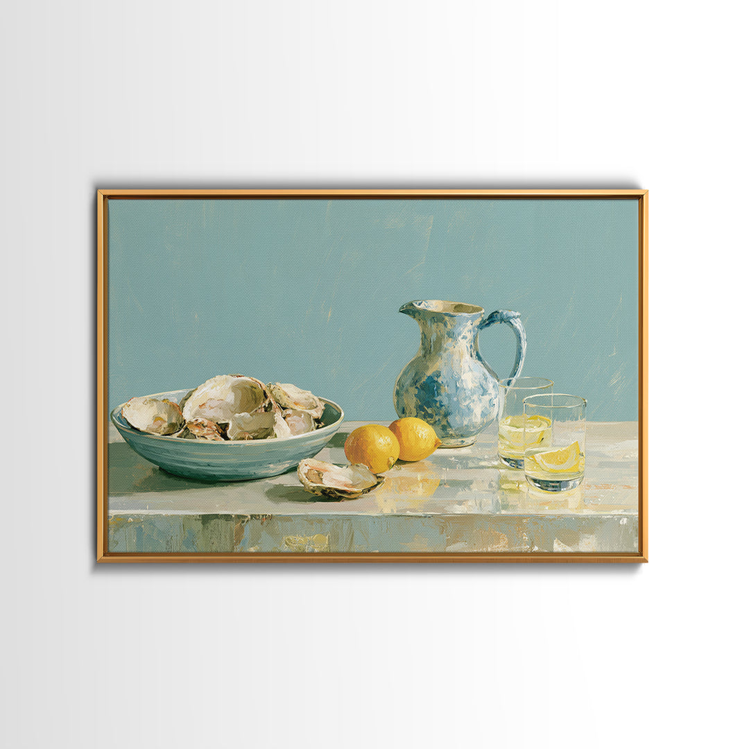 Shellfish and Lemon Still Life Canvas Print, Dining Room Art, Set of 3 Prints, Dining Room Decor, Dining, Fine Art Print, DRA-3x2-68
