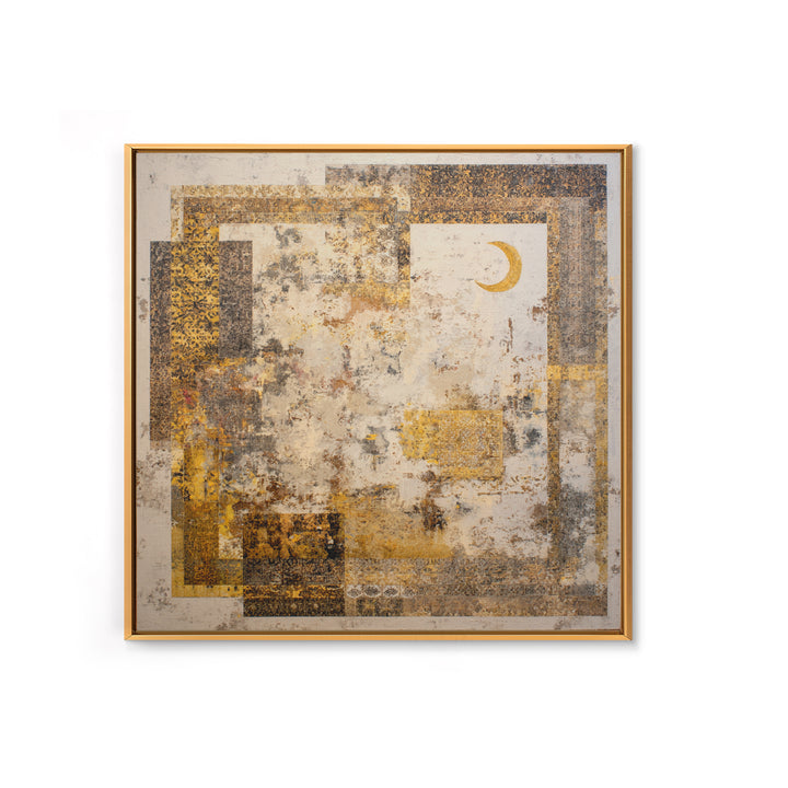 Abstract Shapes Layered Framed Canvas Print, Eclectic Art, Boho Decor, Living Room Decor, Abstract Art, Eclectic, Home Decor, ECL-1x1-100
