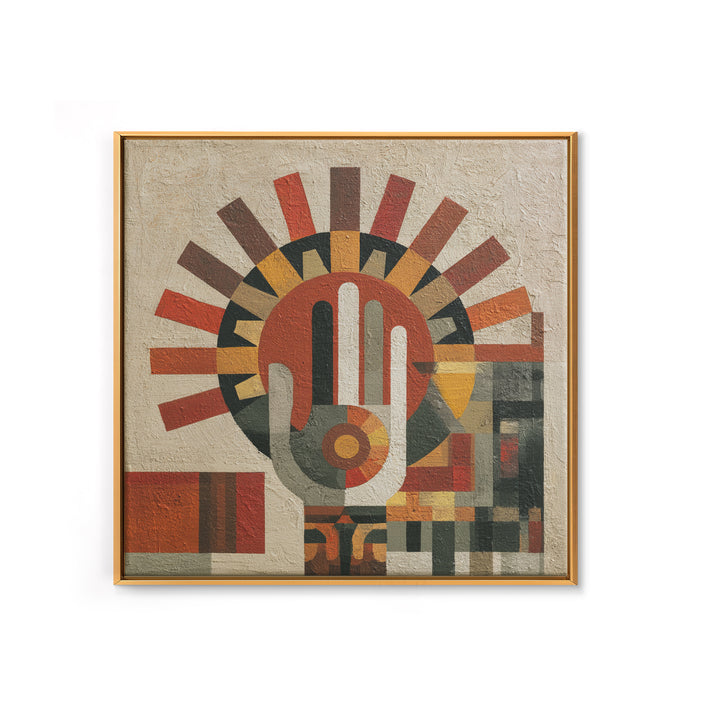 Geometric Sun and Hand Motif Canvas Print, Eclectic Art, Original Art, Living Room Decor, Abstract Art, Eclectic, Gallery Decor, ECL-1x1-15