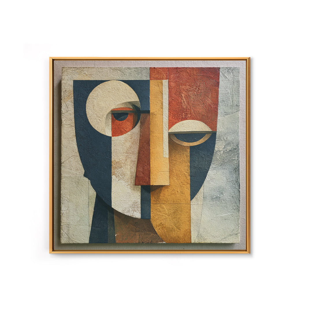 Abstract Mask with Playful Textures Framed Canvas Print, Eclectic Art, Living Room Decor, Abstract Art, Eclectic, ECL-1x1-44