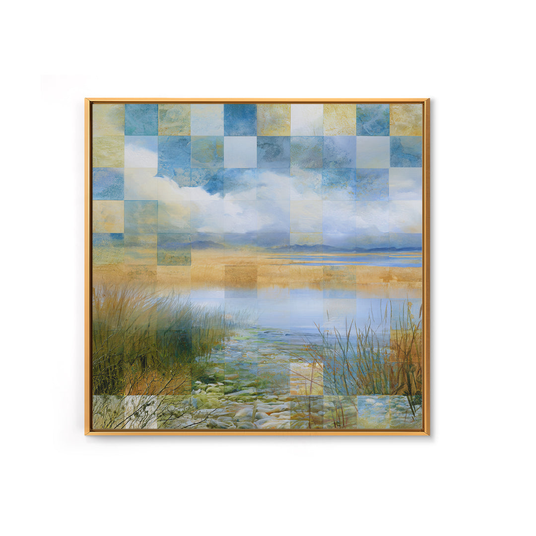 Playful Checkerboard Landscape Framed Canvas Print, Eclectic Art, Printable Wall Art, Living Room Decor, Fine Art, Eclectic, ECL-1x1-57
