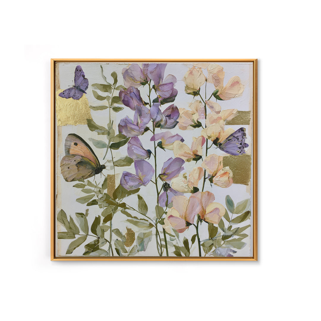 Botanical Collage with Butterflies and Old Paper Canvas Print, Eclectic Art, Digital Prints, Living Room Decor, Eclectic, ECL-1x1-61