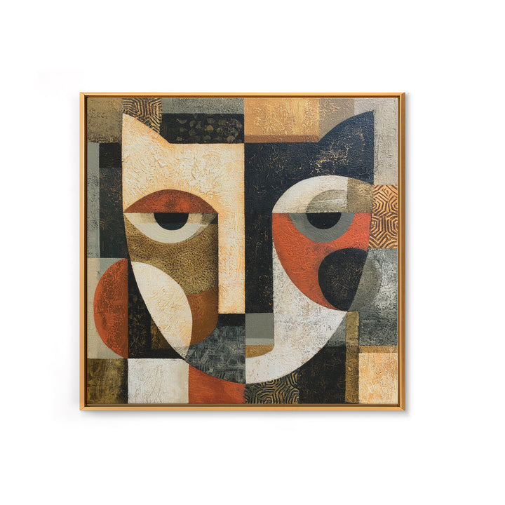 Abstract Mask with Playful Textures Framed Canvas Print, Eclectic Art, Printable Art, Living Room Decor, Fine Art, Eclectic, ECL-1x1-68