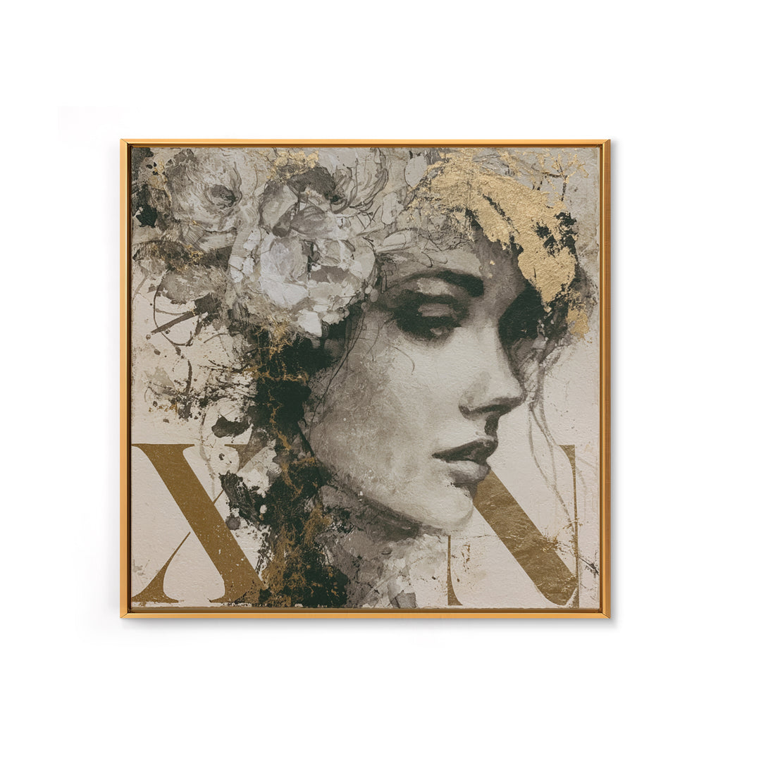 Mixed Media Woman Framed Canvas Print, Eclectic Art, Art Print, Living Room Decor, Oil Painting, Eclectic, Portrait, ECL-1x1-8