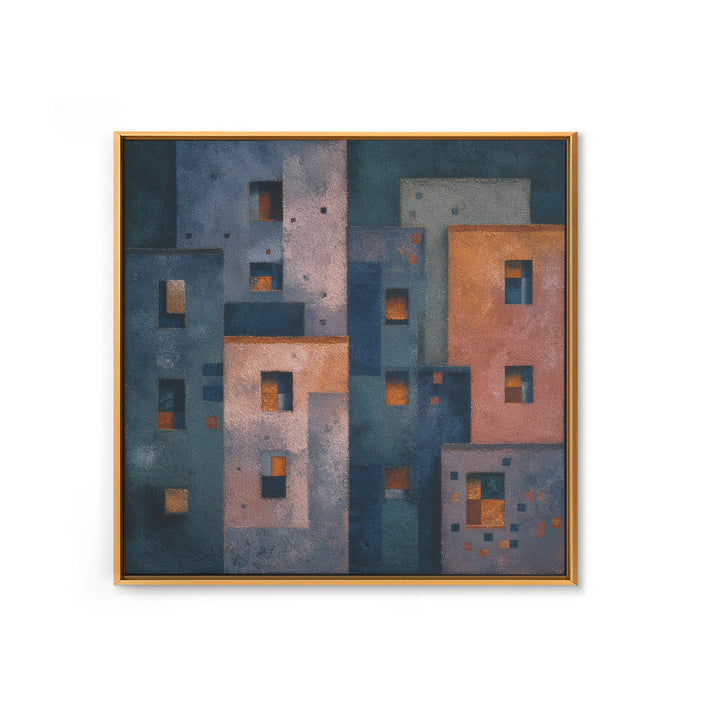 Playful Checkerboard Landscape Canvas Print, Eclectic Art, Boho, Living Room Decor, Oil Painting, Eclectic, Unique Wall Art, ECL-1x1-81