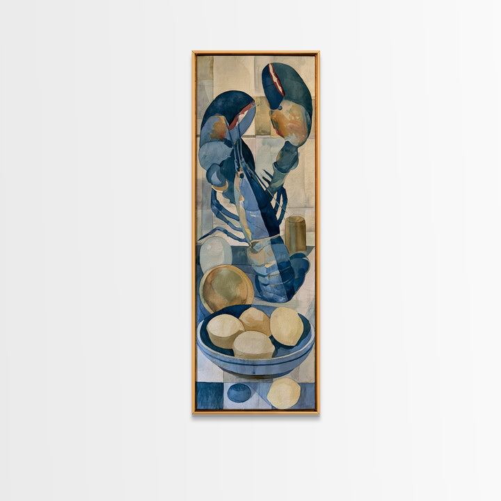 Unexpected Lobster and Lemons Still Life Framed Canvas Print, Eclectic Art, Living Room Decor, Oil Painting, Eclectic, ECL-1x3-30