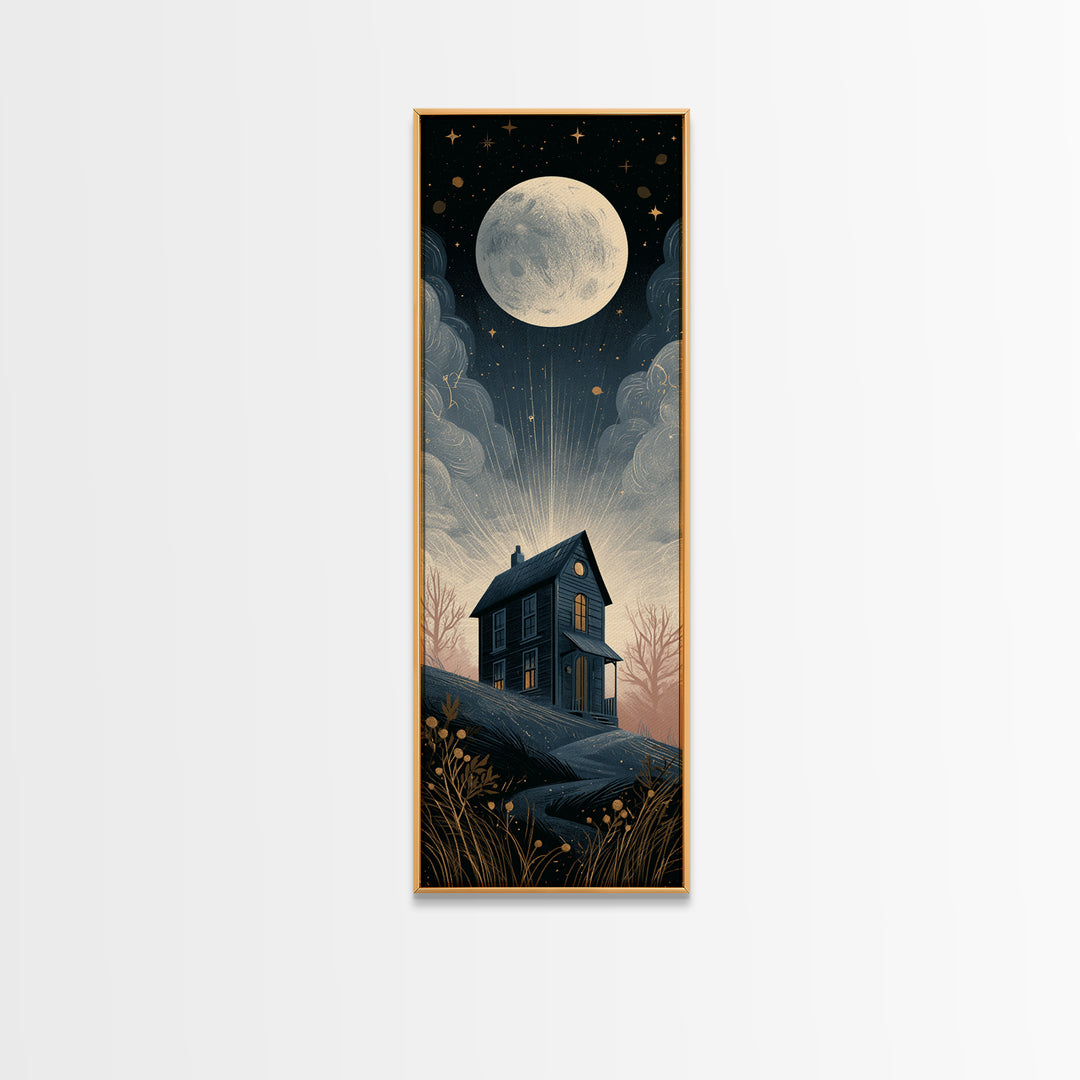Folk Art House Canvas Print, Eclectic Art, Minimalist Decor, Living Room Decor, Fine Art, Eclectic, Printable Wall Art, ECL-1x3-43