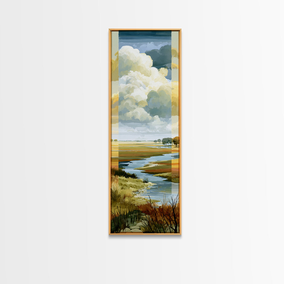 Playful Checkerboard Landscape Framed Canvas Print, Eclectic Art, Large Wall Art, Living Room Decor, Fine Art, Eclectic, ECL-1x3-45