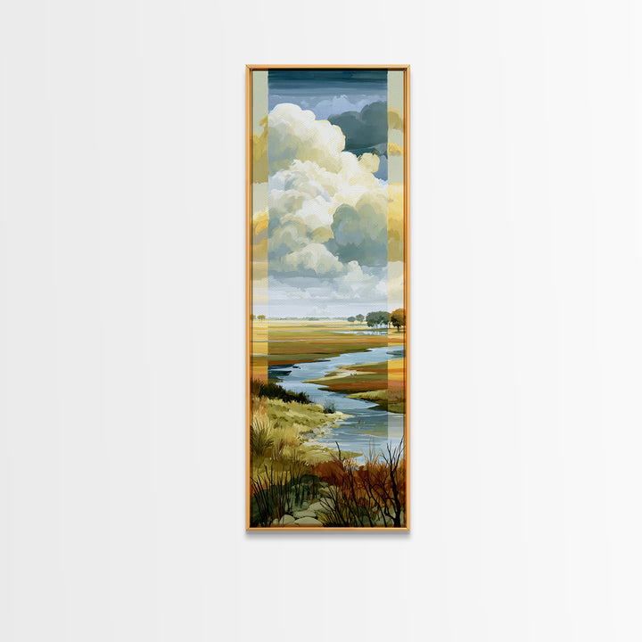 Playful Checkerboard Landscape Framed Canvas Print, Eclectic Art, Large Wall Art, Living Room Decor, Fine Art, Eclectic, ECL-1x3-45