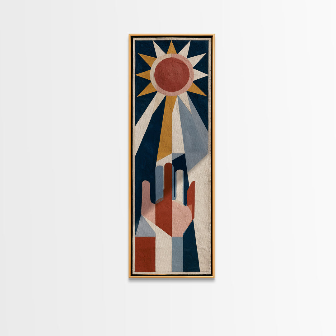 Geometric Sun and Hand Motif Canvas Print, Eclectic Art, Digital Prints, Living Room Decor, Fine Art, Eclectic, Original Art, ECL-1x3-51