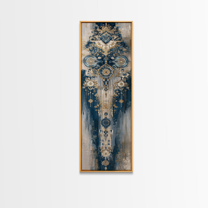 Layered Tapestry Pattern Framed Canvas Print, Eclectic Art, Dopamine Decor, Living Room Decor, Eclectic, Minimalist Decor, ECL-1x3-52
