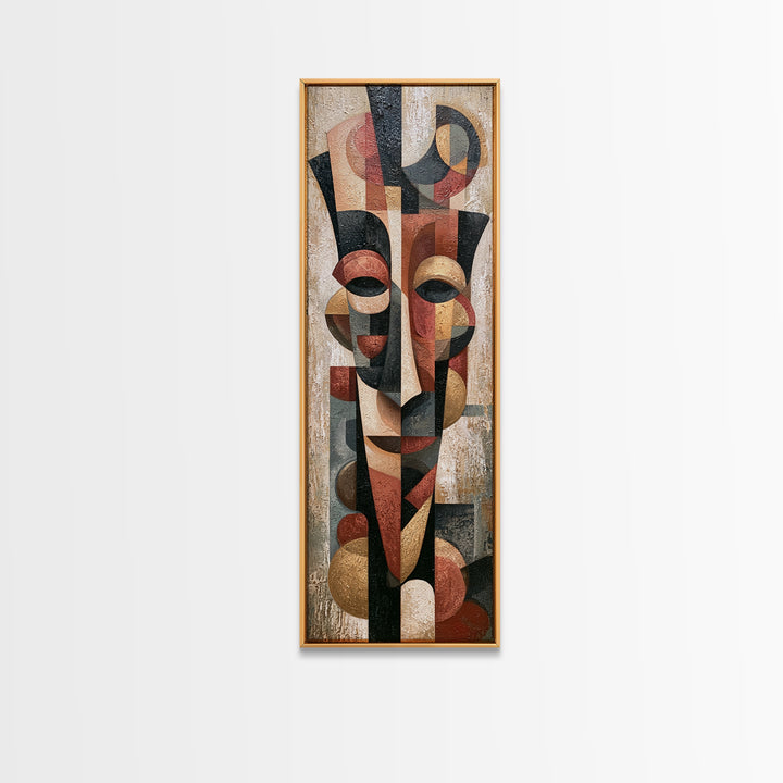 Abstract Mask with Playful Textures Canvas Print, Eclectic Art, Fine Art Print, Living Room Decor, Fine Art, Eclectic, ECL-1x3-56
