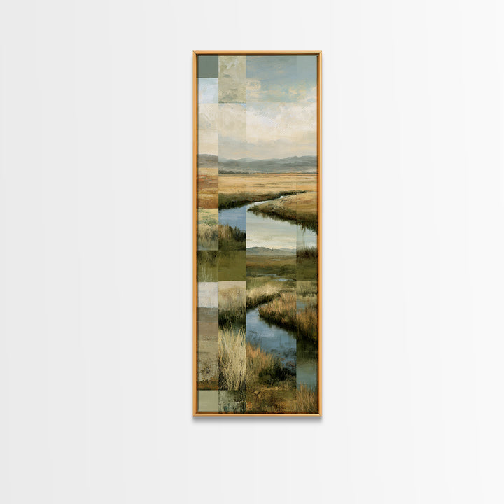 Bohemian Patchwork Landscape Canvas Print, Eclectic Art, Unique Wall Art, Living Room Decor, Fine Art, Eclectic, Home Decor, ECL-1x3-60