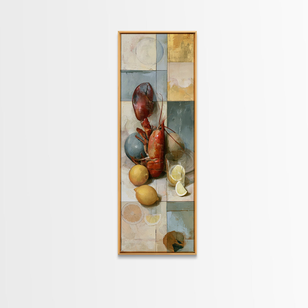 Unexpected Lobster and Lemons Still Life Canvas Print, Eclectic Art, Art, Living Room Decor, Fine Art, Eclectic, Large Wall Art, ECL-1x3-78