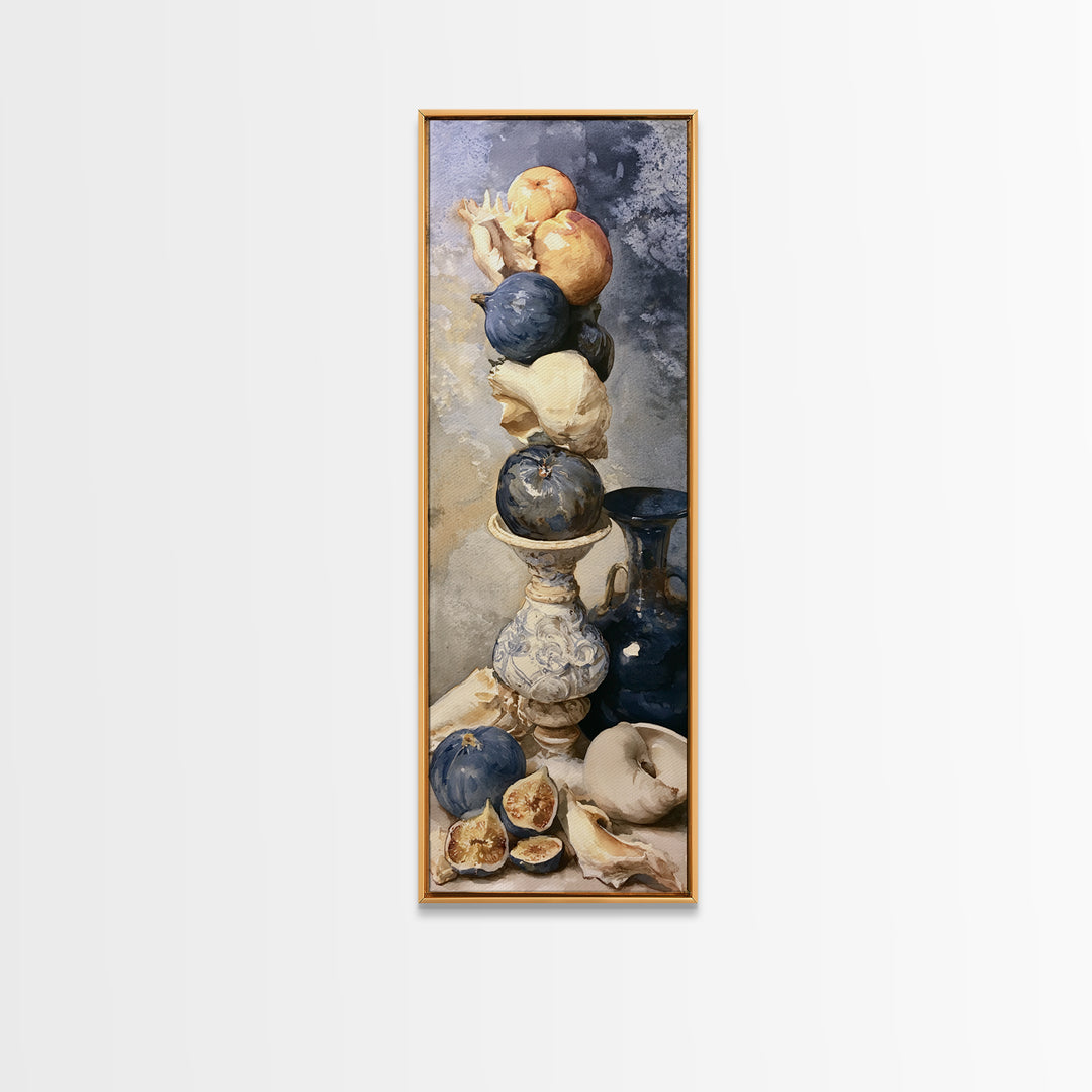Bold Maximalist Still Life Framed Canvas Print, Eclectic Art, Oil Painting, Living Room Decor, Eclectic, Dopamine Decor, ECL-1x3-87