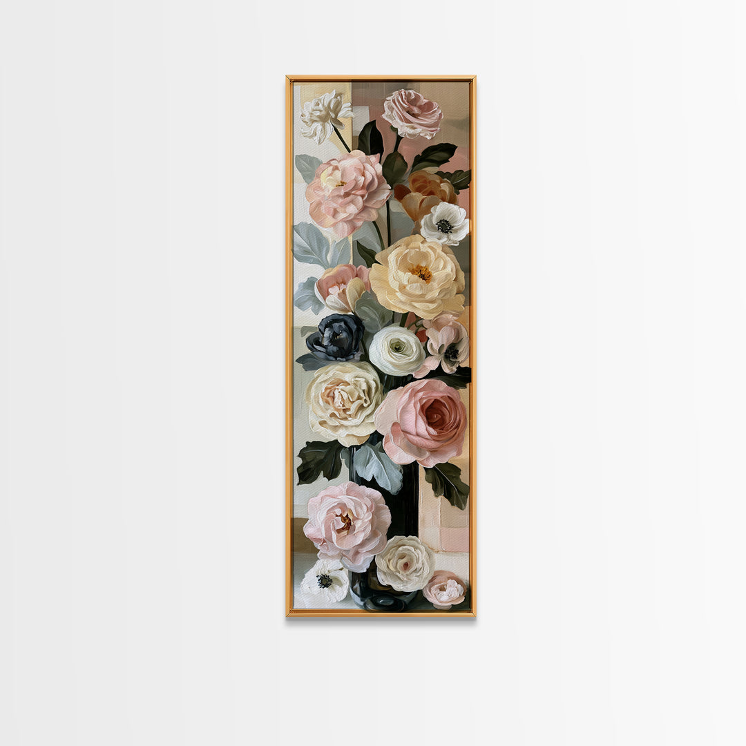 Retro Futurist Vase of Flowers Canvas Print, Eclectic Art, Living Room Decor, Watercolor Art, Eclectic, Abstract Art, ECL-1x3-94