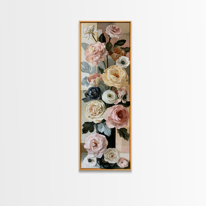 Retro Futurist Vase of Flowers Canvas Print, Eclectic Art, Living Room Decor, Watercolor Art, Eclectic, Abstract Art, ECL-1x3-94