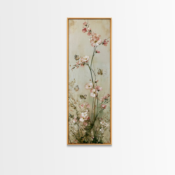 Botanical Collage with Butterflies and Old Paper Canvas Print, Eclectic Art, Printable, Living Room Decor, Fine Art, Eclectic, ECL-1x3-97