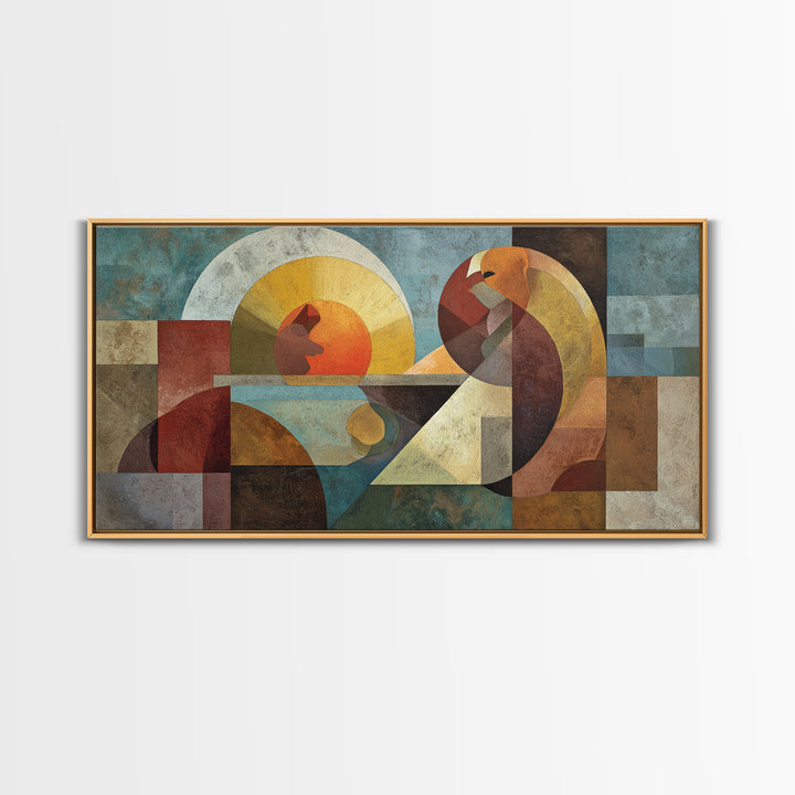 Playful Checkerboard Landscape Framed Canvas Print, Eclectic Art, Printable Art, Living Room Decor, Fine Art, Eclectic, ECL-2x1-29