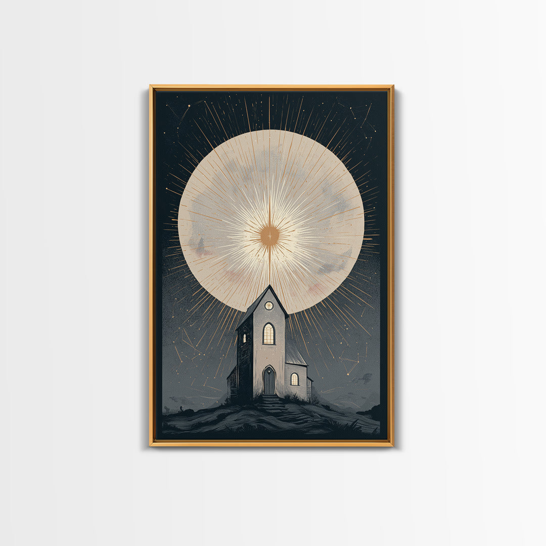 Folk Art House Canvas Print, Eclectic Art, Digital Print, Living Room Decor, Eclectic, Fine Art Print, Statement Artwork, ECL-2x3-15