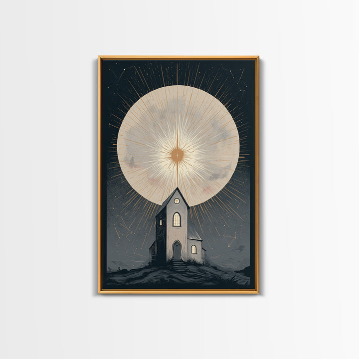 Folk Art House Canvas Print, Eclectic Art, Digital Print, Living Room Decor, Eclectic, Fine Art Print, Statement Artwork, ECL-2x3-15