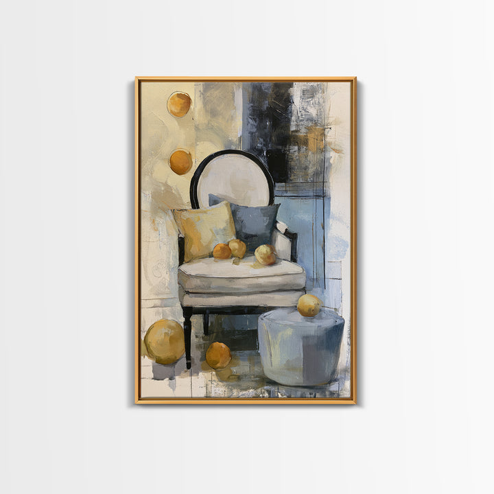 Whimsical Chair Still Life Framed Canvas Print, Eclectic Art, Original Painting, Living Room Decor, Fine Art, Eclectic, ECL-2x3-22