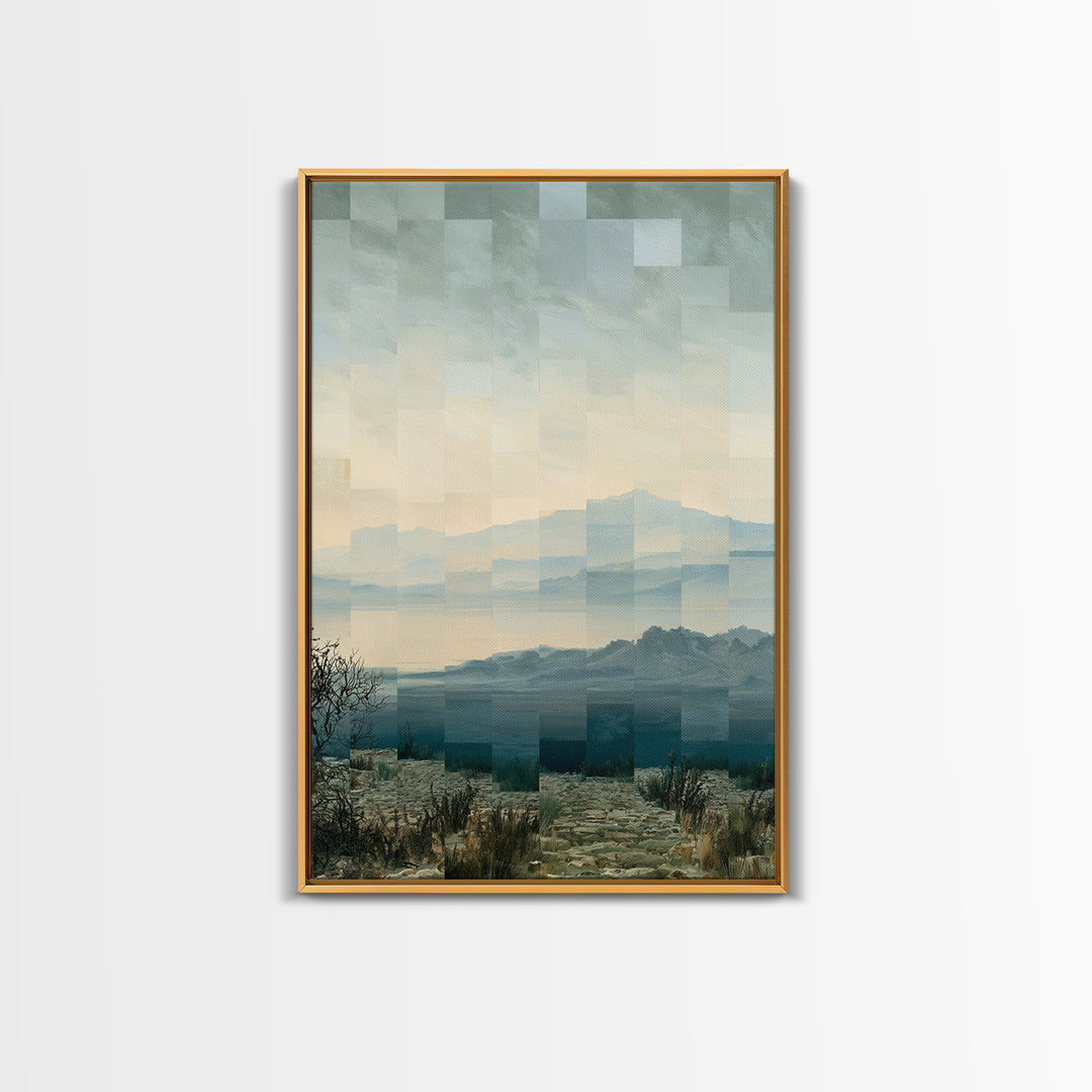 Playful Checkerboard Landscape Framed Canvas Print, Eclectic Art, Dopamine Decor, Living Room Decor, Fine Art, Eclectic, ECL-2x3-41