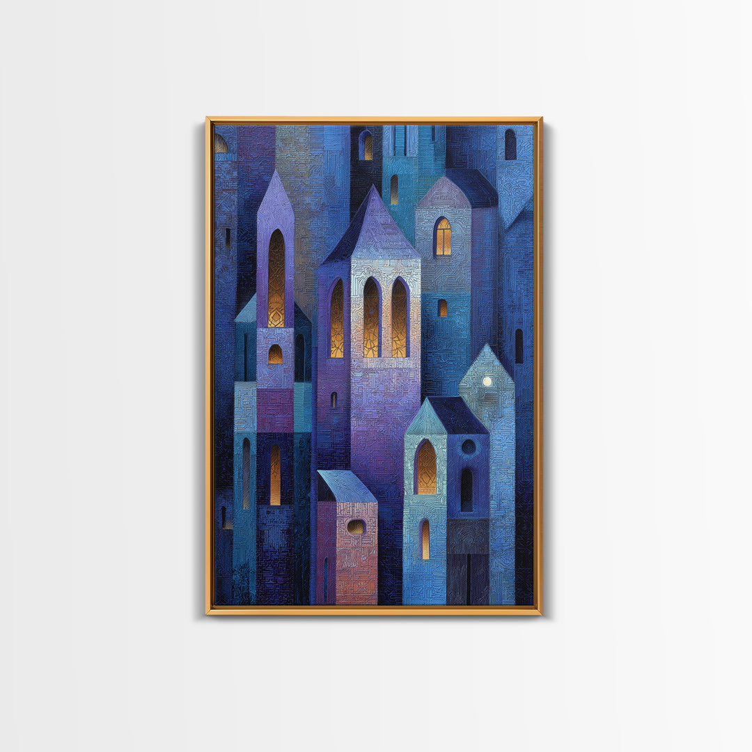 Bohemian Patchwork Landscape Framed Canvas Print, Eclectic Art, Boho, Living Room Decor, Fine Art, Eclectic, Unique Wall Art, ECL-2x3-56