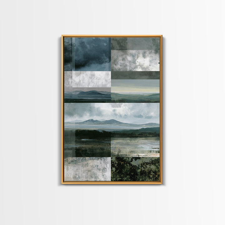Bohemian Patchwork Landscape Framed Canvas Print, Eclectic Art, Room Decor, Living Room Decor, Fine Art, Eclectic, Artwork, ECL-2x3-8
