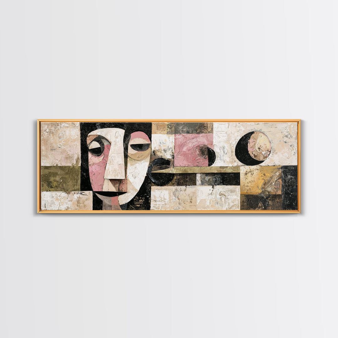 Abstract Mask with Playful Textures Canvas Print, Eclectic Art, Modern Decor, Living Room Decor, Fine Art, Eclectic, Wall Decor, ECL-3x1-36