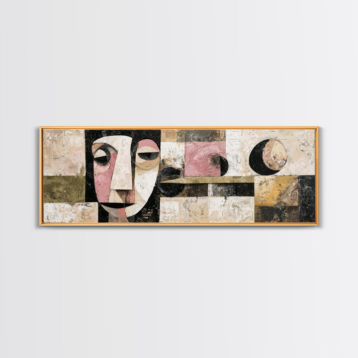 Abstract Mask with Playful Textures Canvas Print, Eclectic Art, Modern Decor, Living Room Decor, Fine Art, Eclectic, Wall Decor, ECL-3x1-36