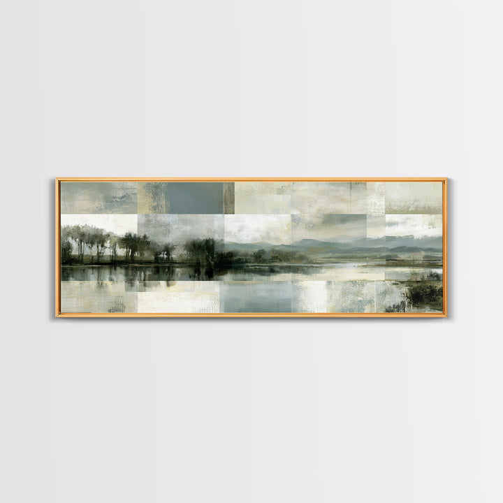 Bohemian Patchwork Landscape Canvas Print, Eclectic Art, Fine Art Print, Living Room Decor, Oil Painting, Eclectic, ECL-3x1-40
