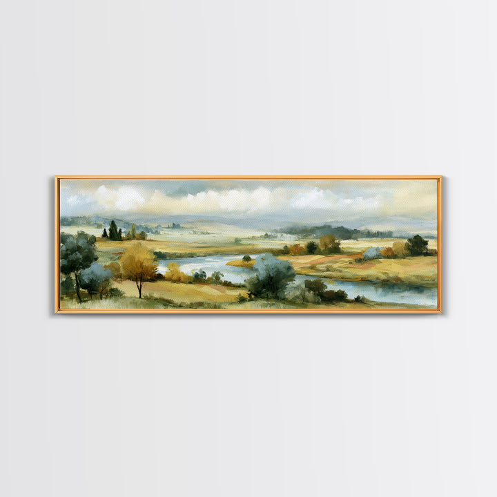 Playful Checkerboard Landscape Framed Canvas Print, Eclectic Art, Wall Decor, Living Room Decor, Oil Painting, Eclectic, ECL-3x1-73
