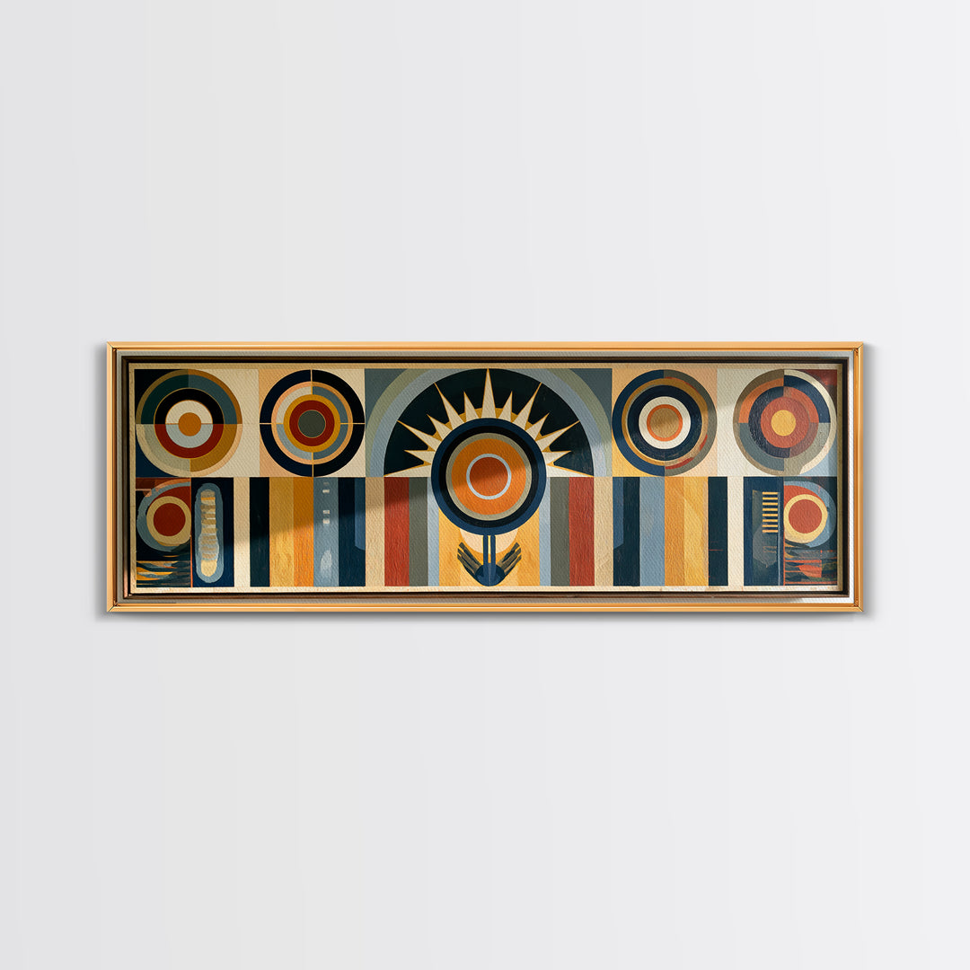 Geometric Sun and Hand Motif Framed Canvas Print, Eclectic Art, Printable Art, Living Room Decor, Abstract Art, Eclectic, ECL-3x1-79
