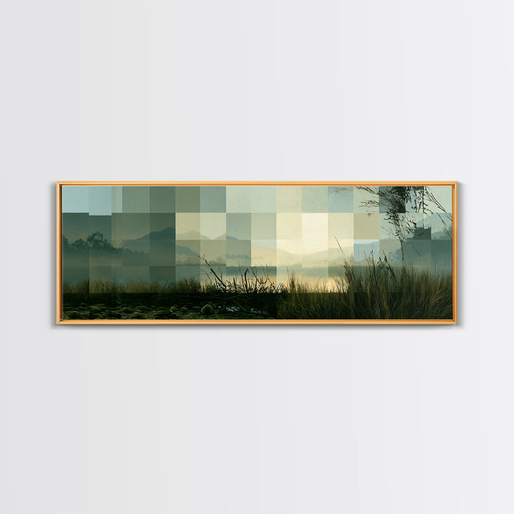 Playful Checkerboard Landscape Canvas Print, Eclectic Art, Printable, Living Room Decor, Fine Art, Eclectic, Printable Art, ECL-3x1-97