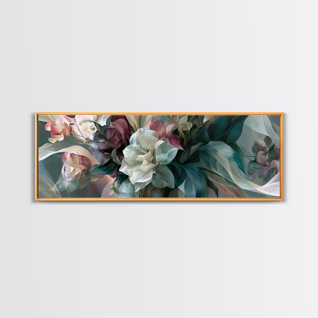Retro Futurist Vase of Flowers Canvas Print, Eclectic Art, Luxury Decor, Living Room Decor, Oil Painting, Eclectic, Art Print, ECL-3x1-98