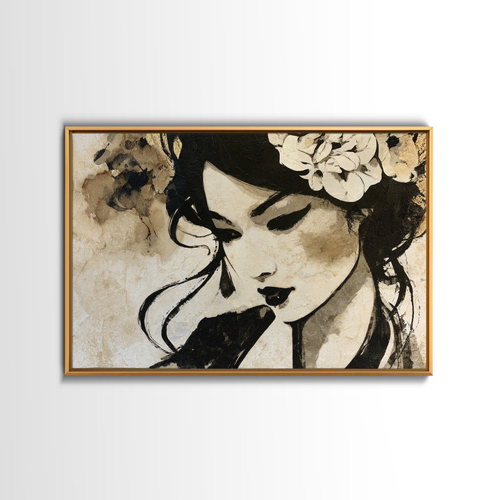 Mixed Media Woman Canvas Print, Eclectic Art, Wall Art, Living Room Decor, Oil Painting, Eclectic, Printables, ECL-3x2-12