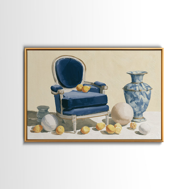 Whimsical Chair Still Life Framed Canvas Print, Eclectic Art, Living Room Decor, Fine Art, Eclectic, Textured Painting, ECL-3x2-18