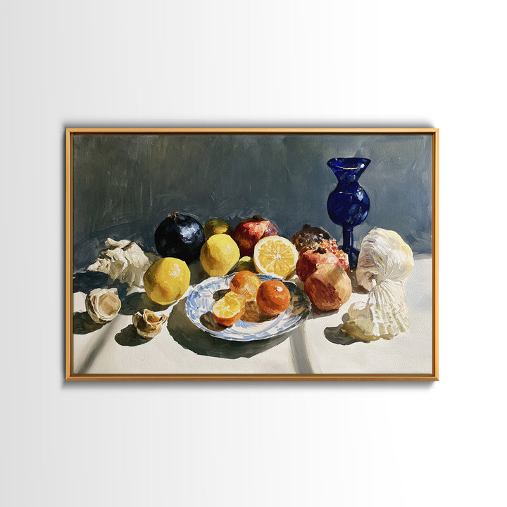 Bold Maximalist Still Life Framed Canvas Print, Eclectic Art, Oil Painting, Living Room Decor, Eclectic, Dopamine Decor, ECL-3x2-31
