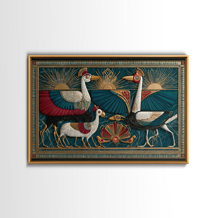 Folk Animal Parade Canvas Print, Eclectic Art, Digital Prints, Living Room Decor, Eclectic, Original Art, Abstract Art, ECL-3x2-49