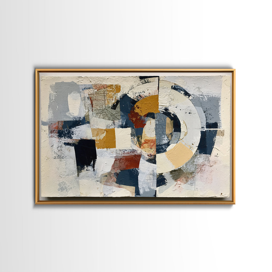 Abstract Shapes Layered Framed Canvas Print, Eclectic Art, Contemporary Art, Living Room Decor, Fine Art, Eclectic, ECL-3x2-8