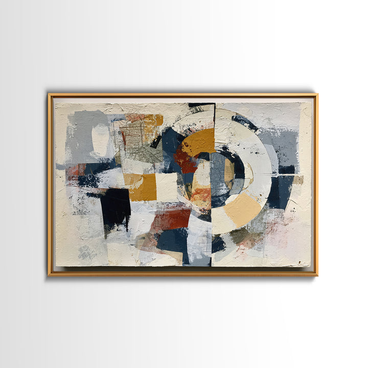 Abstract Shapes Layered Framed Canvas Print, Eclectic Art, Contemporary Art, Living Room Decor, Fine Art, Eclectic, ECL-3x2-8