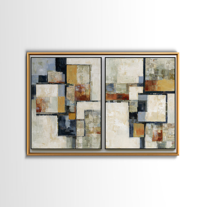 Abstract Shapes Layered Framed Canvas Print, Eclectic Art, Printable Art, Living Room Decor, Abstract Art, Eclectic, ECL-3x2-80