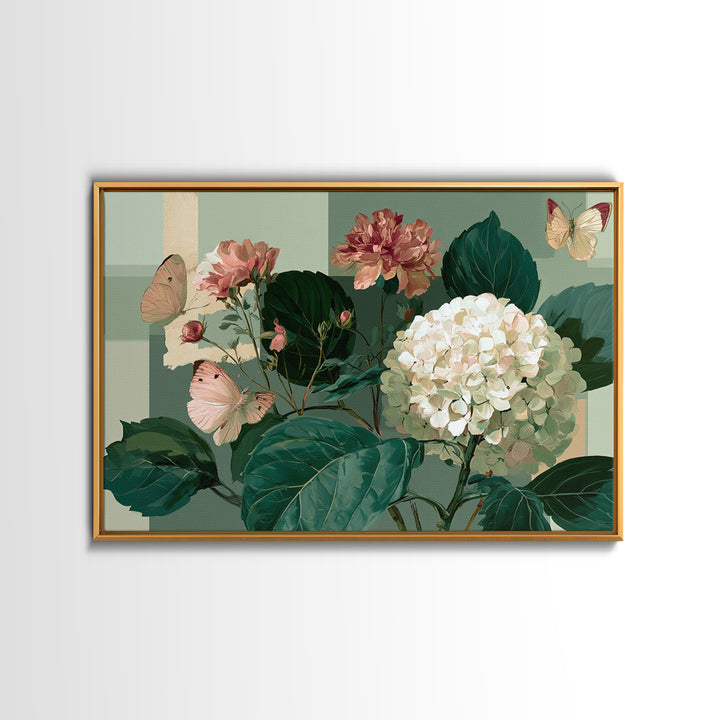 Botanical Collage with Butterflies and Old Paper Canvas Print, Eclectic Art, Printable, Living Room Decor, Fine Art, Eclectic, ECL-3x2-89