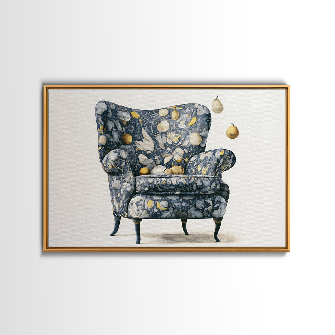 Whimsical Chair Still Life Framed Canvas Print, Eclectic Art, Luxury Decor, Living Room Decor, Fine Art, Eclectic, Art Print, ECL-3x2-90