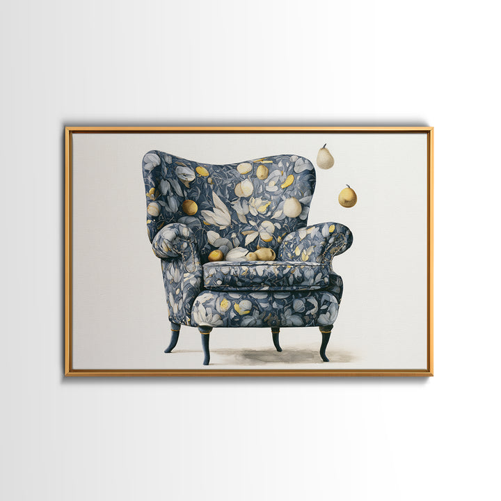 Whimsical Chair Still Life Framed Canvas Print, Eclectic Art, Luxury Decor, Living Room Decor, Fine Art, Eclectic, Art Print, ECL-3x2-90