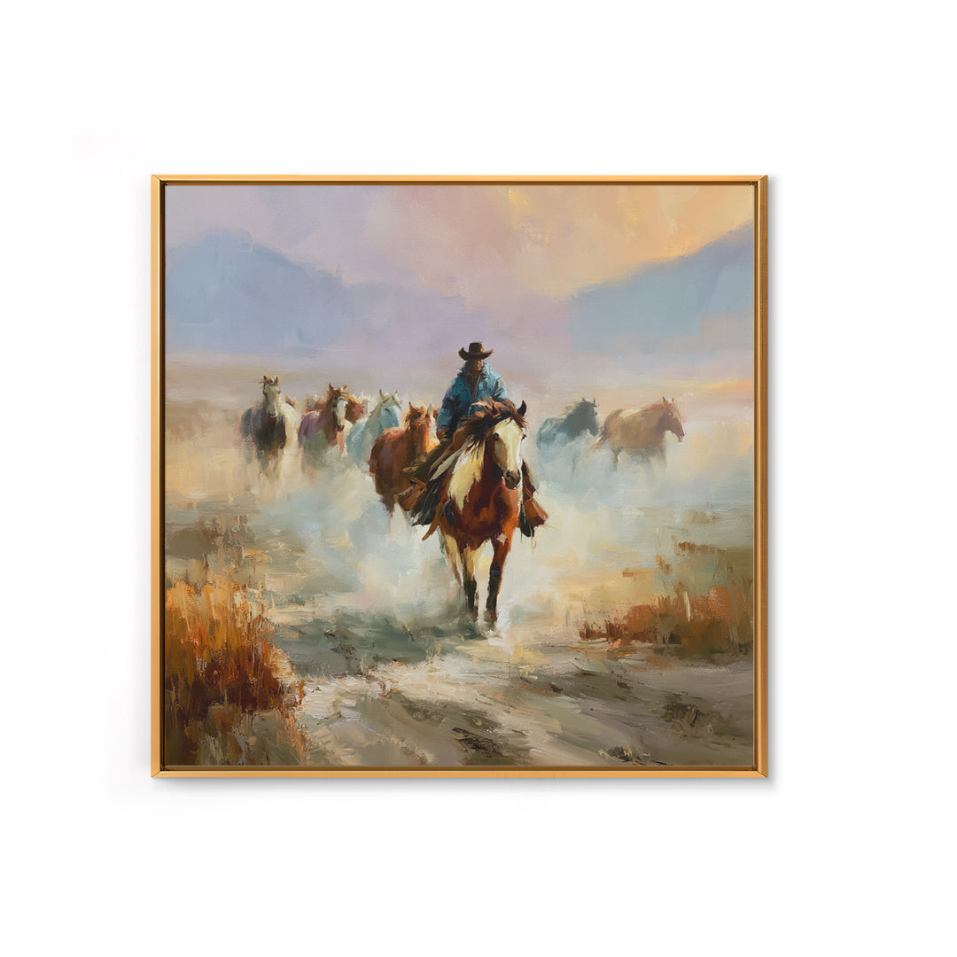 Wild Mustang Herd Crossing Desert Plains Canvas Print, Equestrian Art, Printable Art, Living Room Decor, Equestrian, EQU-1x1-56